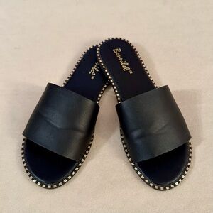 Bonnibel Black Slide Sandals with Gold